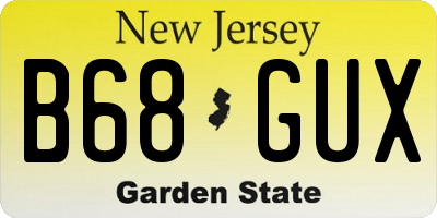 NJ license plate B68GUX