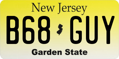 NJ license plate B68GUY