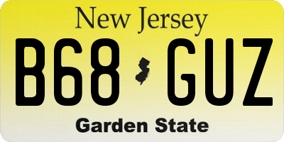 NJ license plate B68GUZ