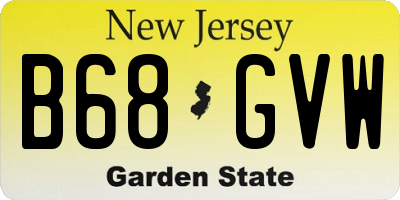 NJ license plate B68GVW