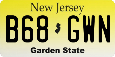 NJ license plate B68GWN