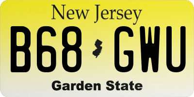 NJ license plate B68GWU