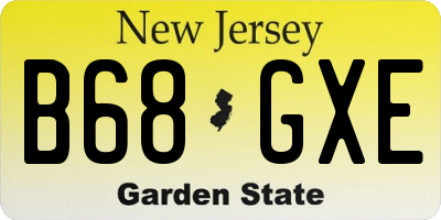 NJ license plate B68GXE