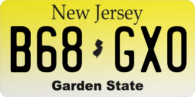NJ license plate B68GXO