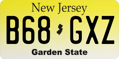NJ license plate B68GXZ