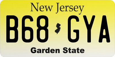 NJ license plate B68GYA
