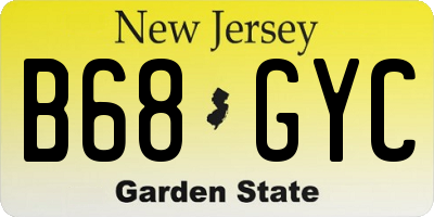 NJ license plate B68GYC