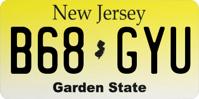 NJ license plate B68GYU