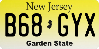 NJ license plate B68GYX
