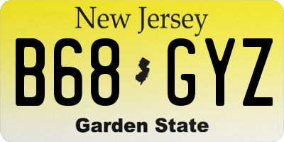 NJ license plate B68GYZ