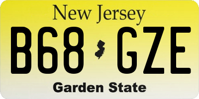 NJ license plate B68GZE
