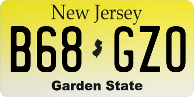 NJ license plate B68GZO