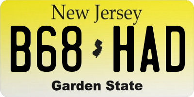 NJ license plate B68HAD