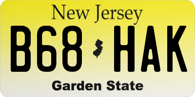 NJ license plate B68HAK