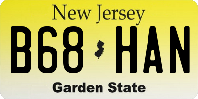 NJ license plate B68HAN