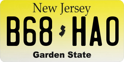 NJ license plate B68HAO