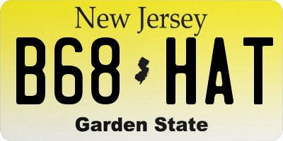 NJ license plate B68HAT