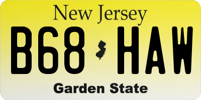 NJ license plate B68HAW