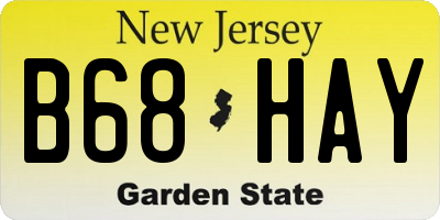 NJ license plate B68HAY