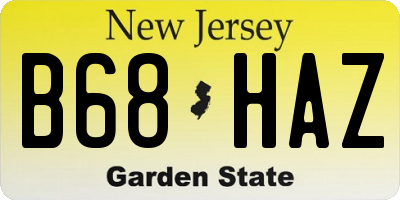 NJ license plate B68HAZ