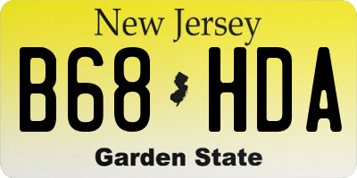 NJ license plate B68HDA