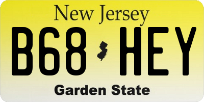 NJ license plate B68HEY