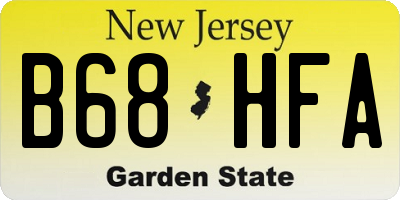 NJ license plate B68HFA