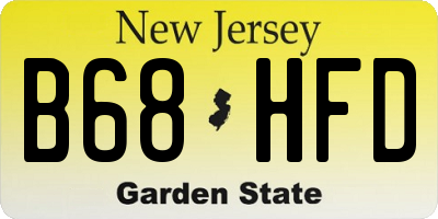 NJ license plate B68HFD