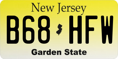 NJ license plate B68HFW