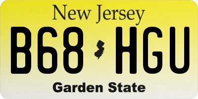 NJ license plate B68HGU