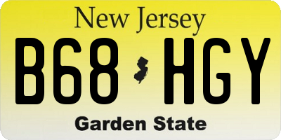 NJ license plate B68HGY