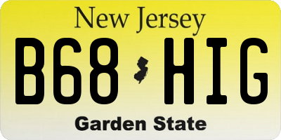 NJ license plate B68HIG