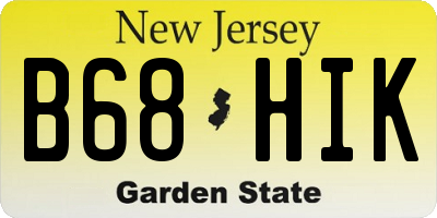 NJ license plate B68HIK