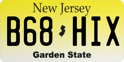 NJ license plate B68HIX
