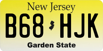 NJ license plate B68HJK