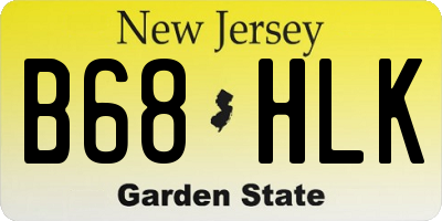 NJ license plate B68HLK