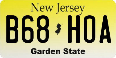 NJ license plate B68HOA