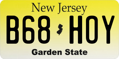 NJ license plate B68HOY