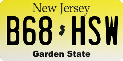 NJ license plate B68HSW