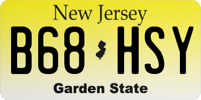 NJ license plate B68HSY