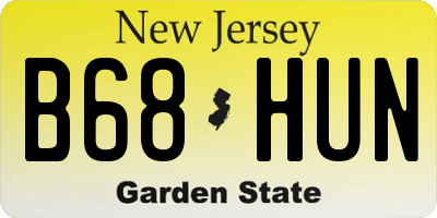 NJ license plate B68HUN