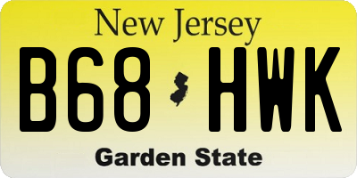 NJ license plate B68HWK