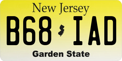 NJ license plate B68IAD