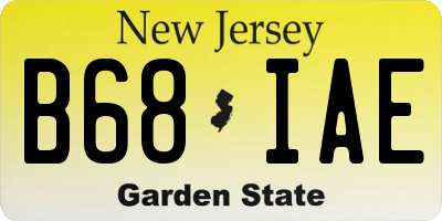 NJ license plate B68IAE