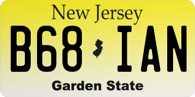 NJ license plate B68IAN
