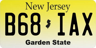 NJ license plate B68IAX