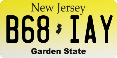 NJ license plate B68IAY
