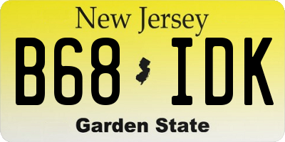 NJ license plate B68IDK