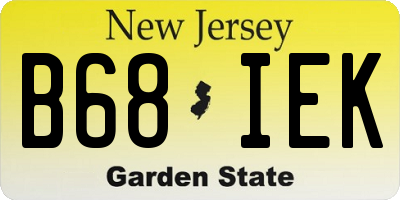 NJ license plate B68IEK