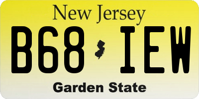 NJ license plate B68IEW